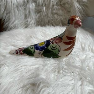 Vintage Tonala Pottery Dove Mexican Folk Art Hand Painted Mexico signed.